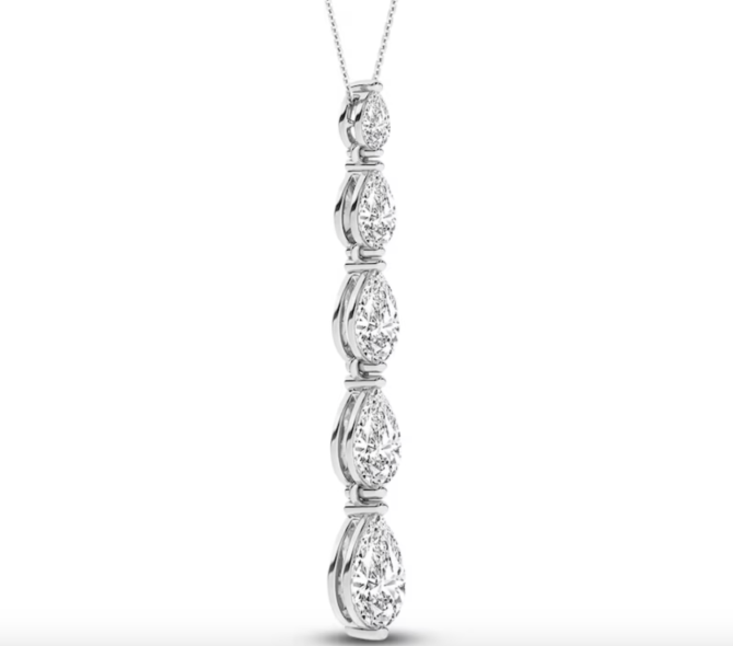 2 Carat Pear-Shaped Lab-Created Diamond Graduated Drop Necklace in 14K White Gold – 18" Chain - Image 2